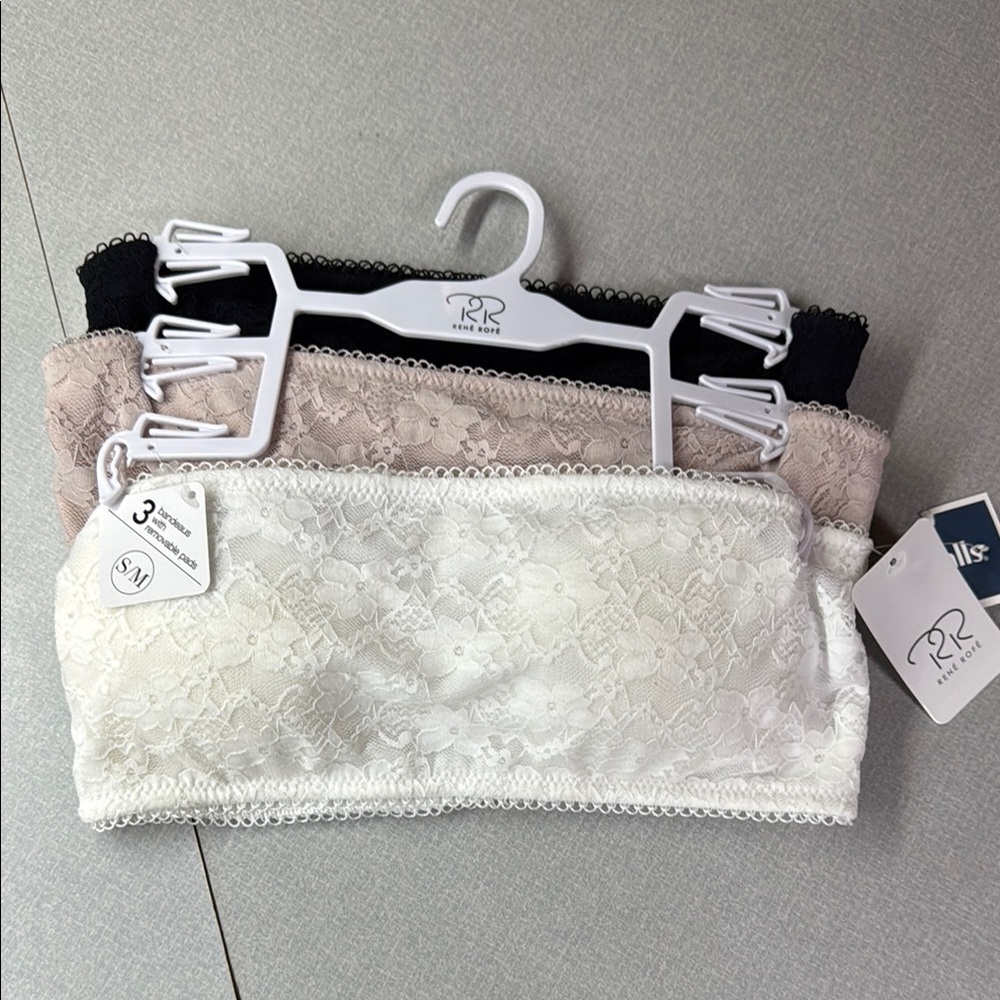 Rene Rofe Lace Bandeau Set - Black, Beige, White